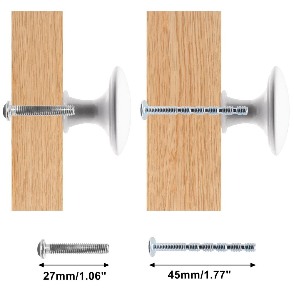 8 Pcs White Cabinet Knobs, Round Dresser Knob Kitchen Drawer Knobs, Single Ho...