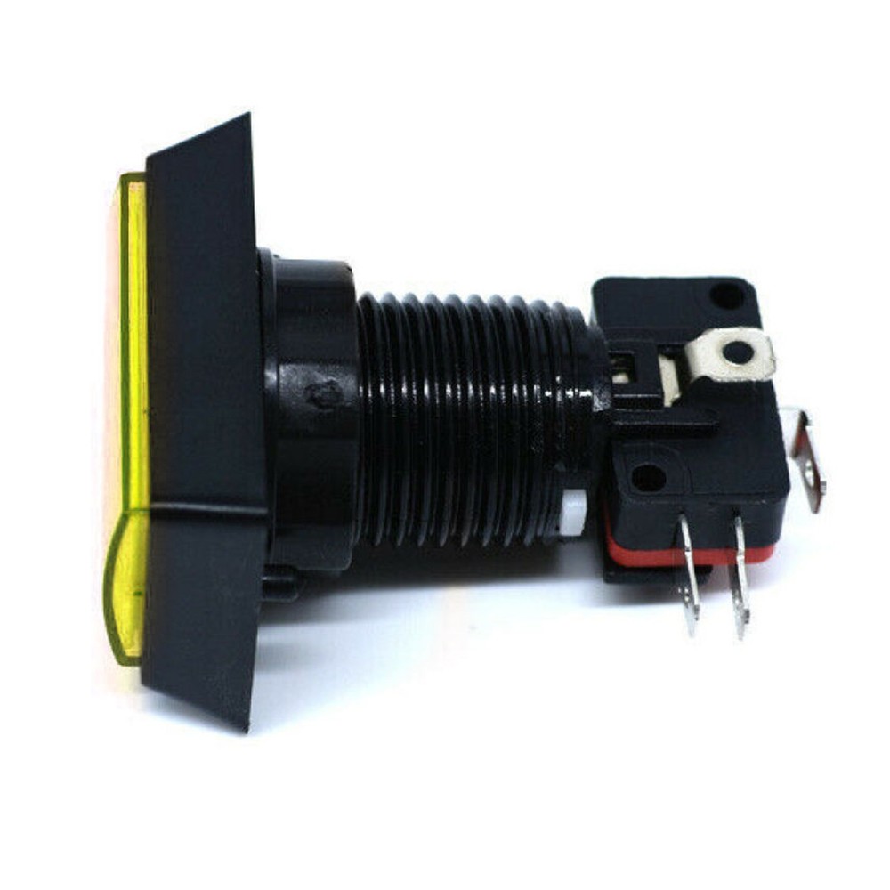 Yellow Arcade Square Rectangle Buttons LED Push Illumilated W/ Microswitch D