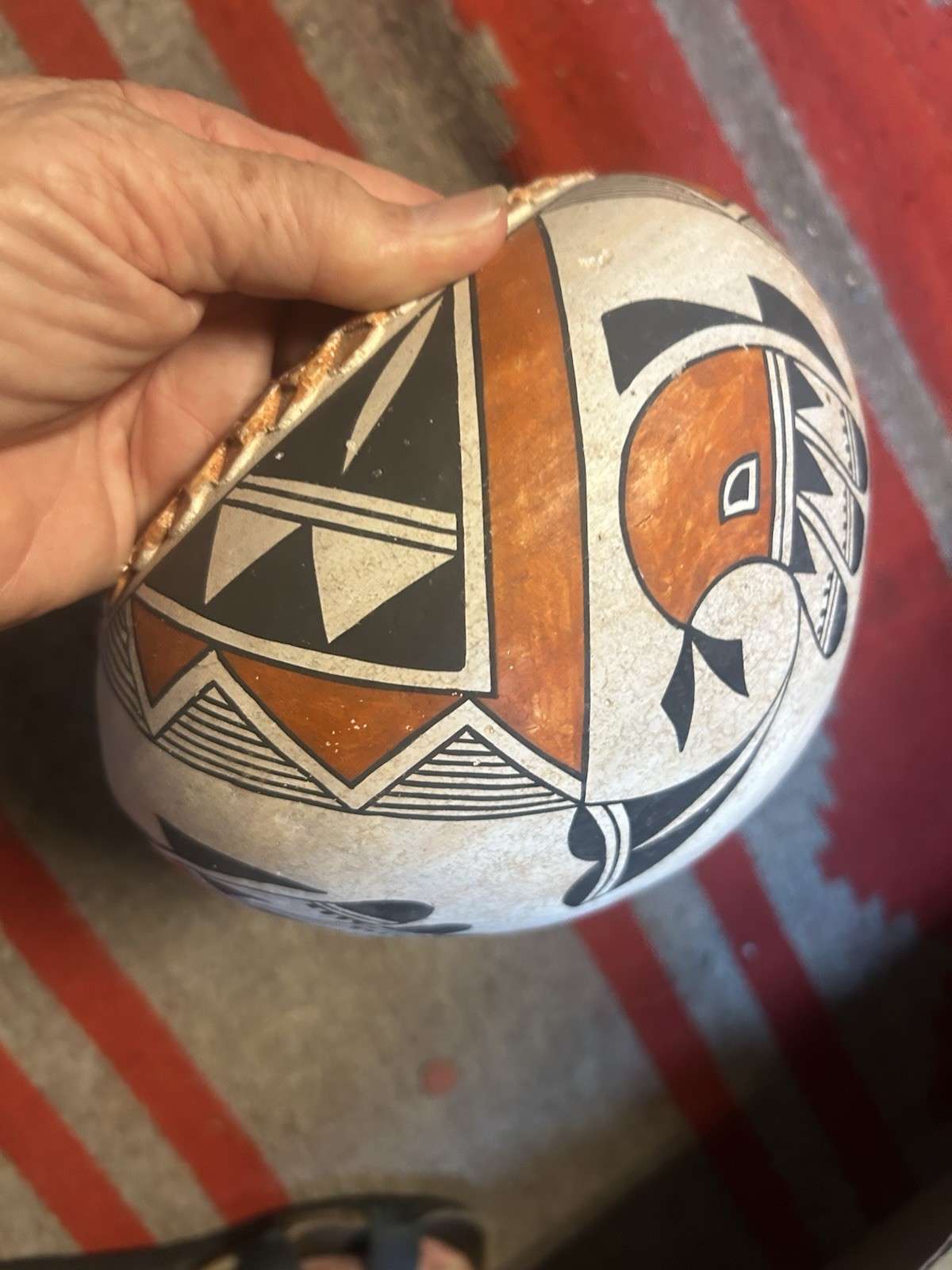 Beautiful Acoma Polychrome Pot W/ Ruffled Rim A. Pasquale Native American Potter