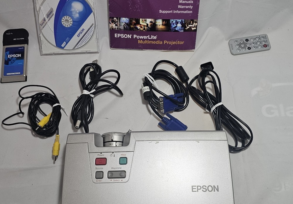 Epson PowerLite 735C LCD Projector W/ Software Cables WI-FI Remote Case + Works
