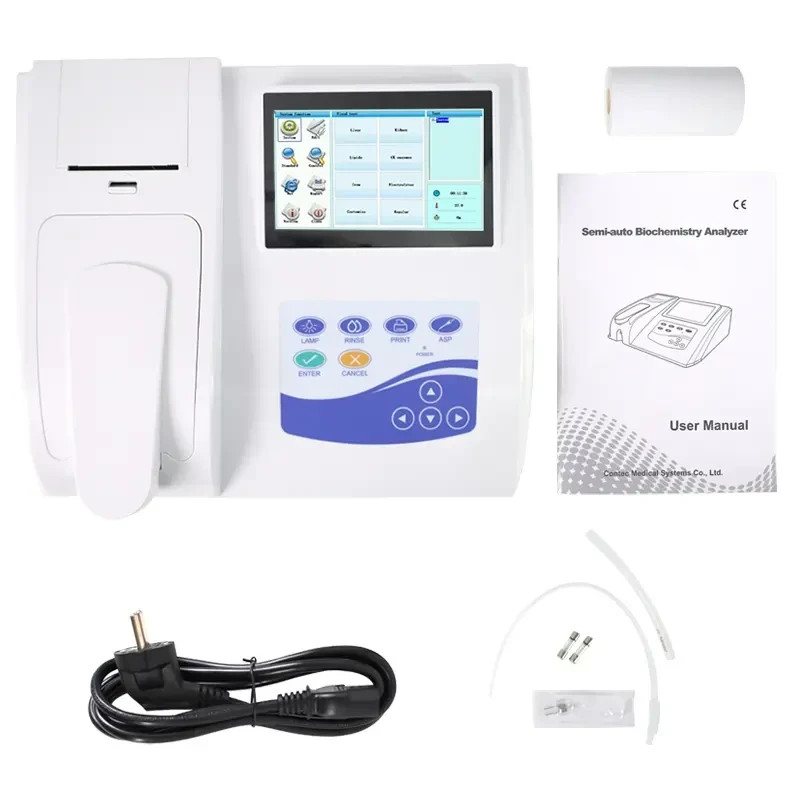 7'' Touch Screen Semi-auto Biochemistry Analyzer Blood Fluid Testing Printer