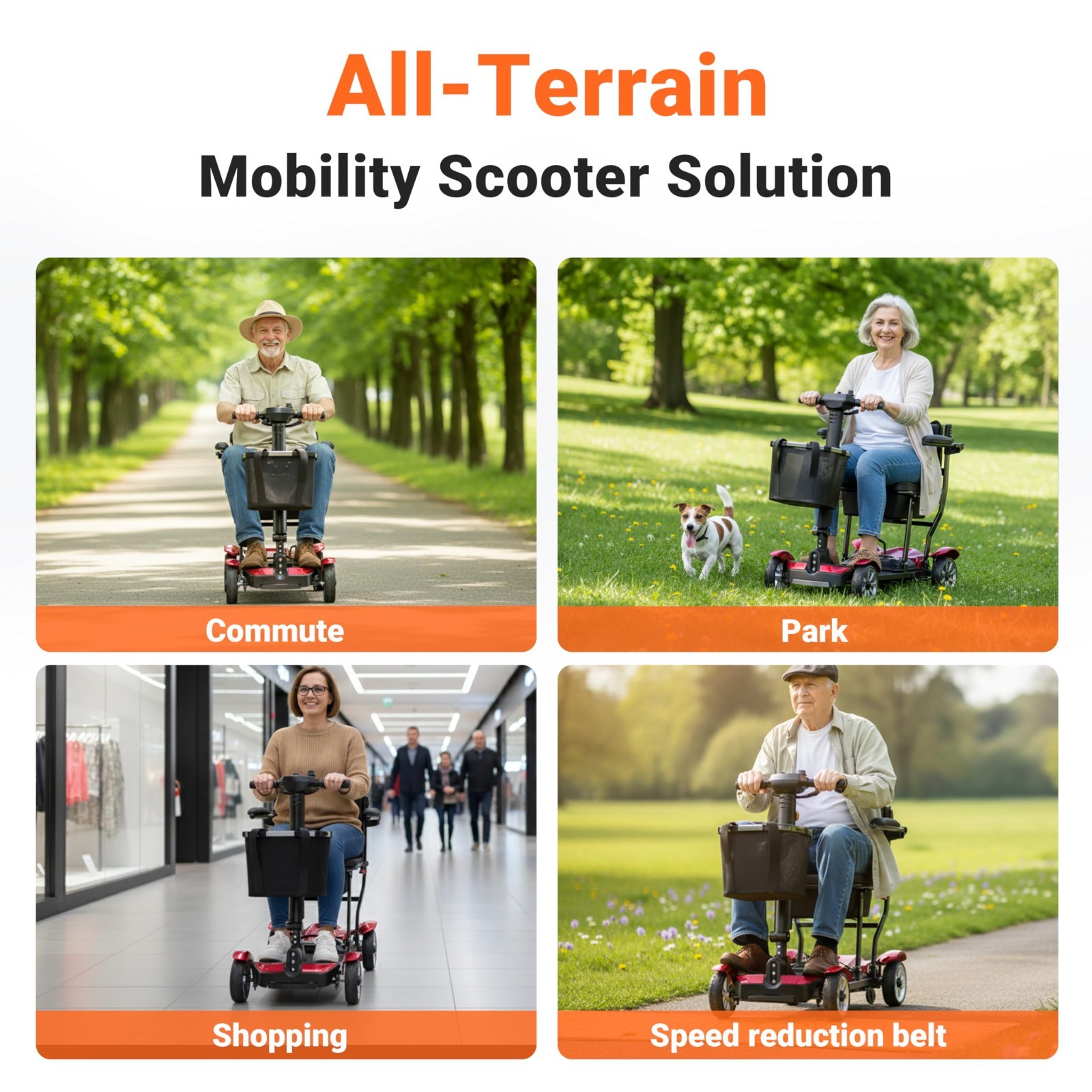 Lightweight 39lbs Foldable 4-Wheel Mobility Scooter for Adults, Airline Approved
