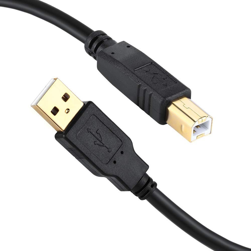 USB 2.0 A/B Gold Device Cable with Ferrite Chokes, 6'