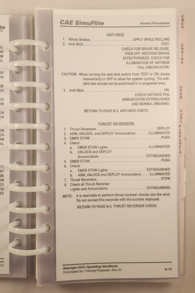 Beechjet 400A Operating Handbook: aviation reference CAE (A) SimuFlite 1995