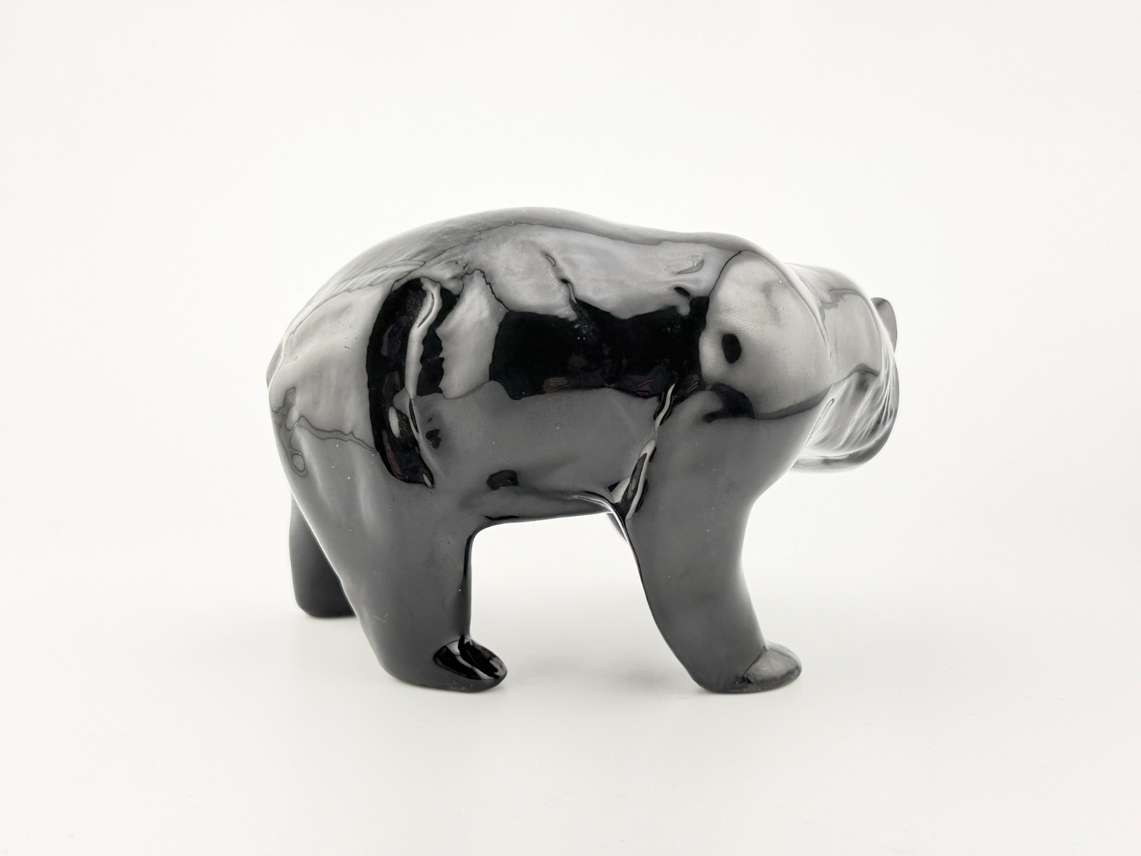 Maria Adelicia Native American San Juan Pueblo Black on Black Ceramic Bear