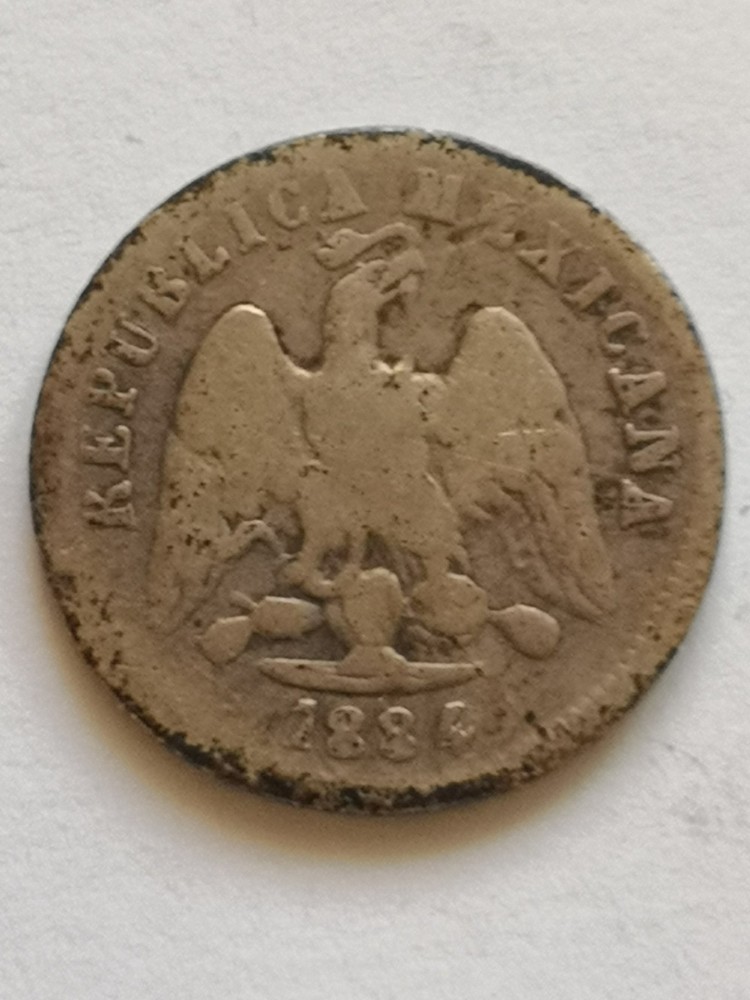 Mexico, silver 10 Centavos 1884,double strike