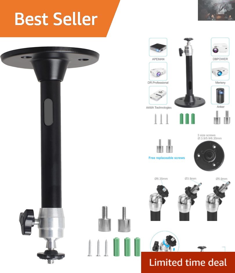 Universal Mini Ceiling Projector Mount - Adjustable 175mm, Compatible with Most