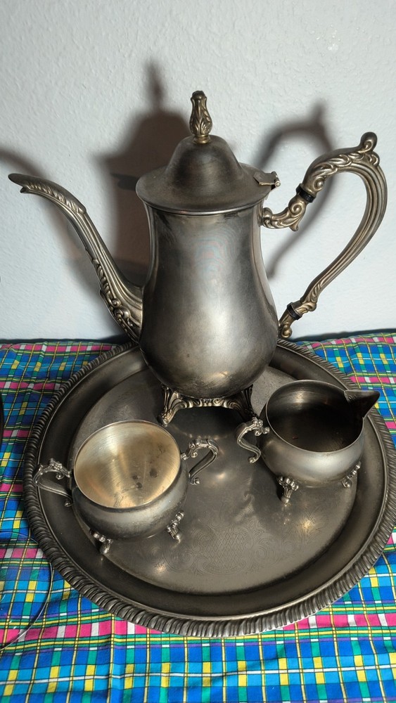 Silverplated Coffee Tea Set with Tray, Creamer, Sugar Bowl W and S blackinton.