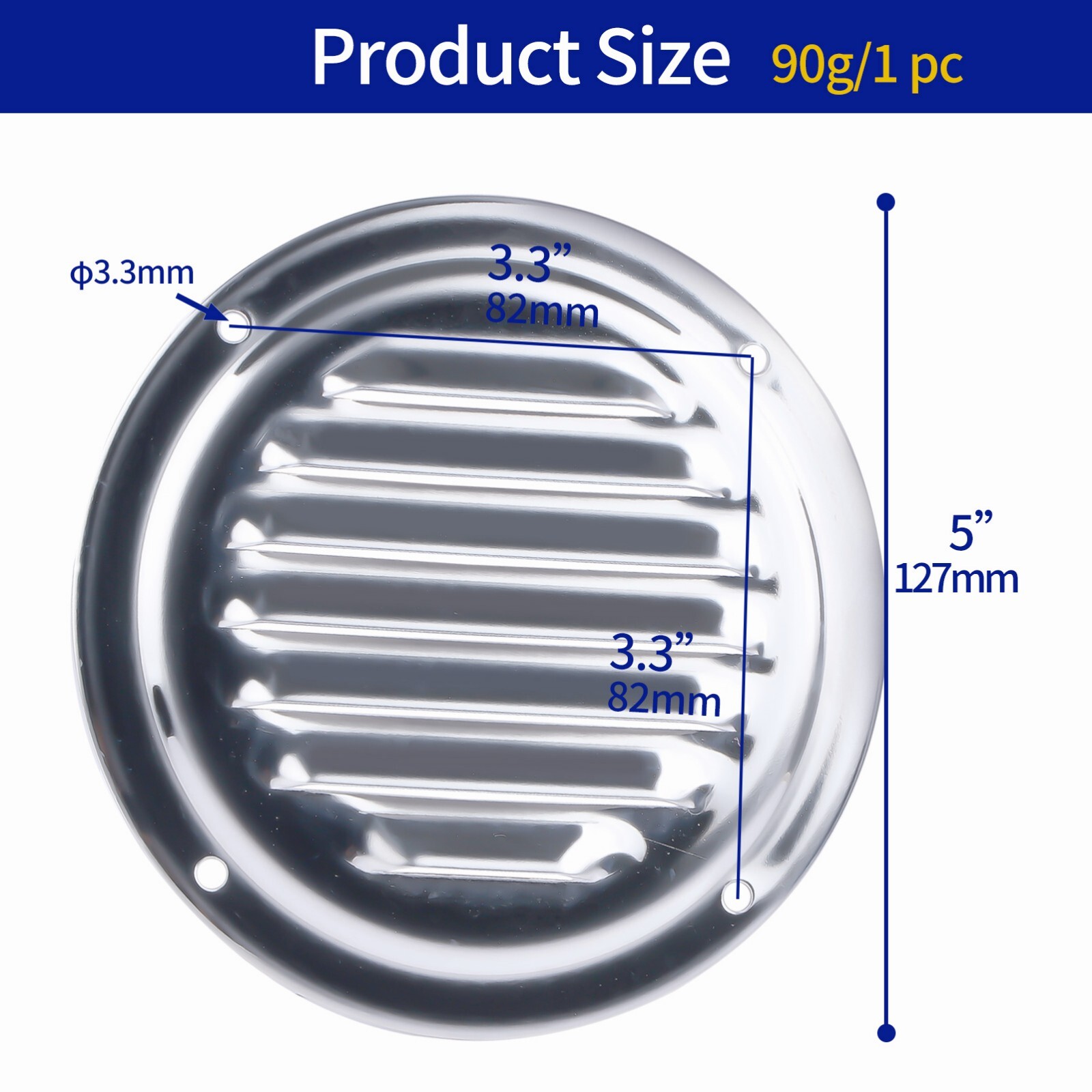 2PCS Round Louvered Vent 4" Marine Boat Vent Stainless Steel Caravan Vent