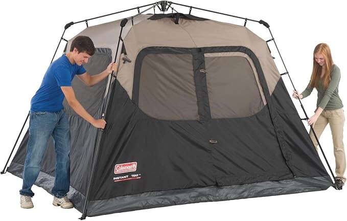 Coleman 4-Person Cabin Camping Tent with Instant Setup, 1 Room, Gray