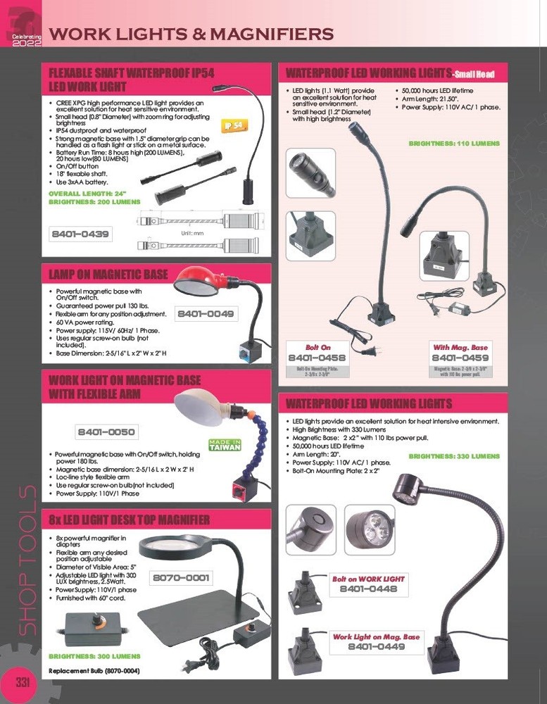 7 WATT WATERPROOF LED UNIVERSAL ARM WORK LIGHT (8401-0466)