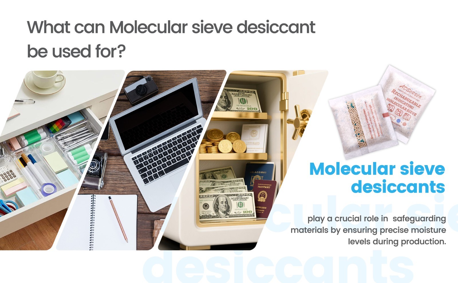 [5 Gram 50 Packages] Adsorbco Rechargeable Molecular Sieve Desiccant Packs