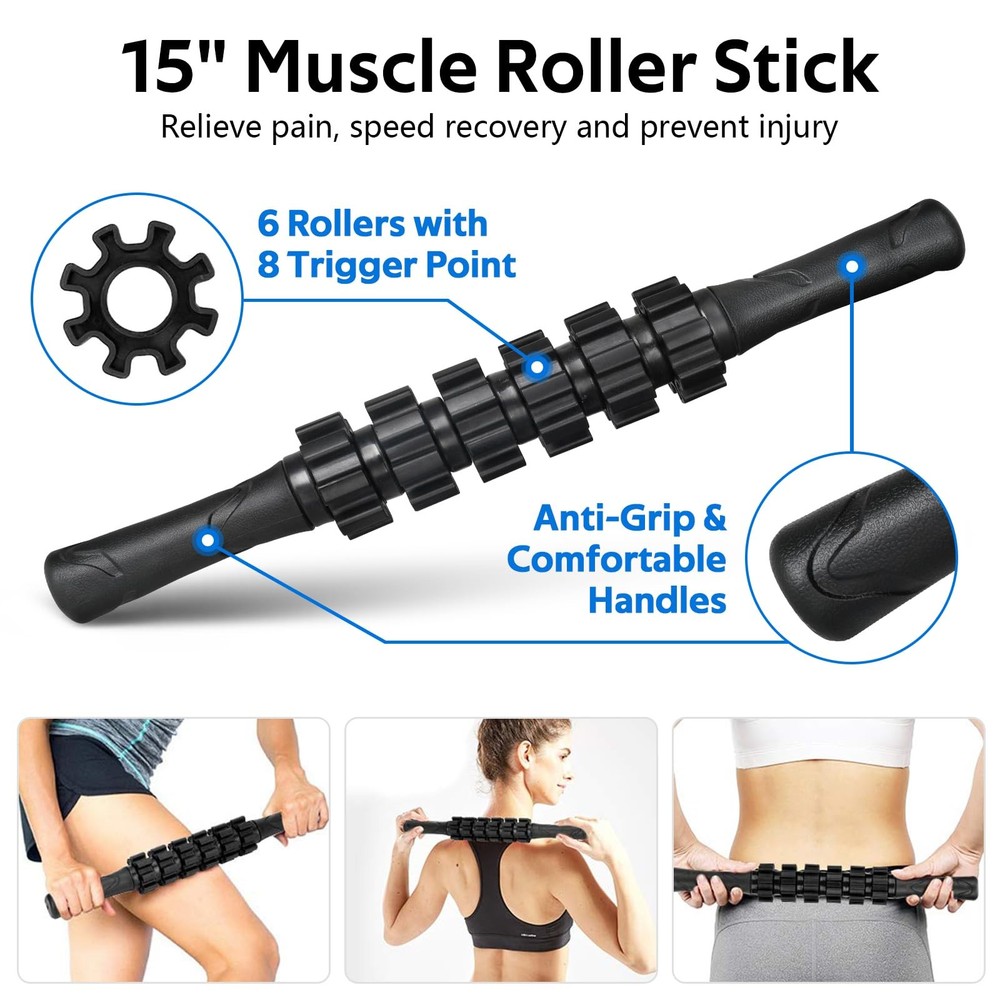 7-in-1 Foam Roller Set - Deep Tissue Muscle Massager & Back Roller, High Density