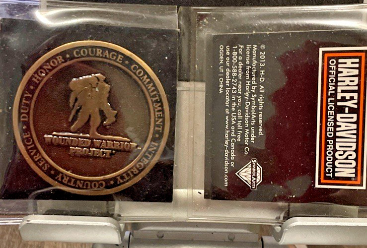 Harley Davidson Bar & Shield Wounded Warrior Project Brass Challenge Coin 2015