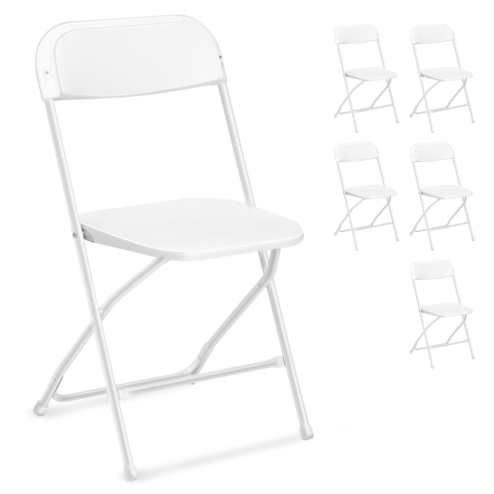 Commercial White Plastic Folding Chairs Stackable Picnic Party ( Set of 10)