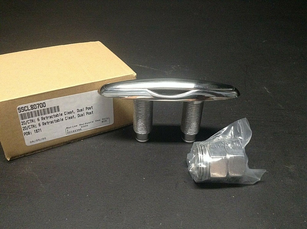 Marine Hardware 6" SS Dual Post Pull Up Retractable Cleat SSCL80700