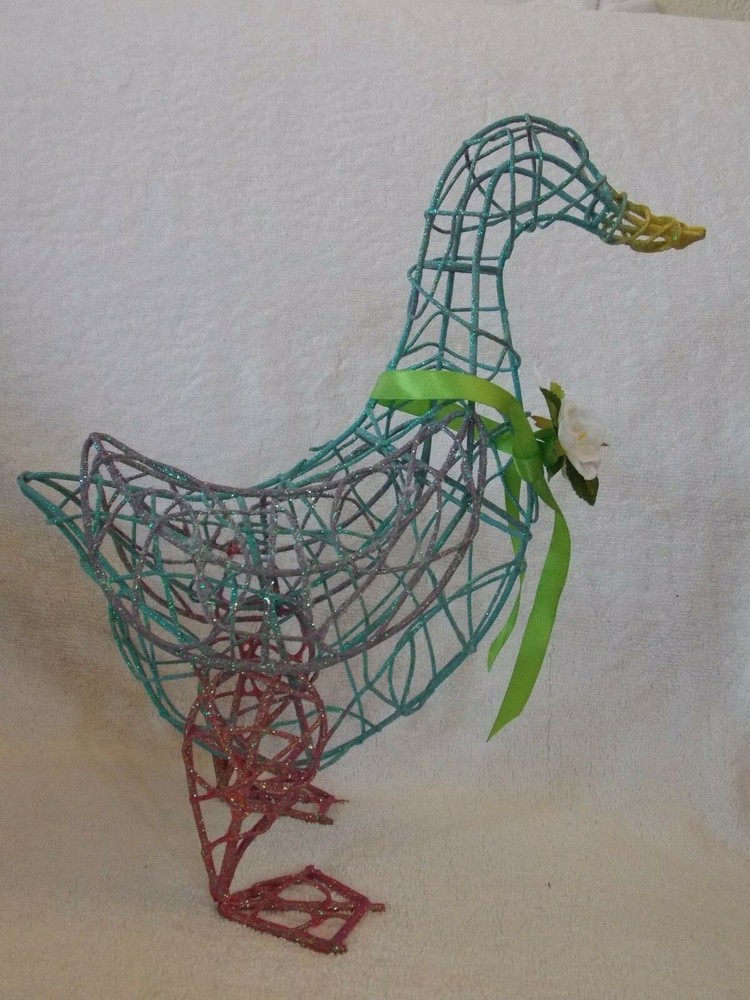 Glitter Metal Easter Duck Figurine