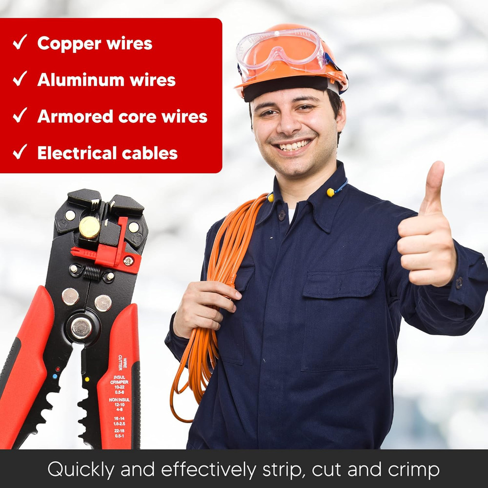 YIYITOOLS Wire Stripping Tool, Self-Adjusting 8-Inch Automatic Wire Stripper/Cut