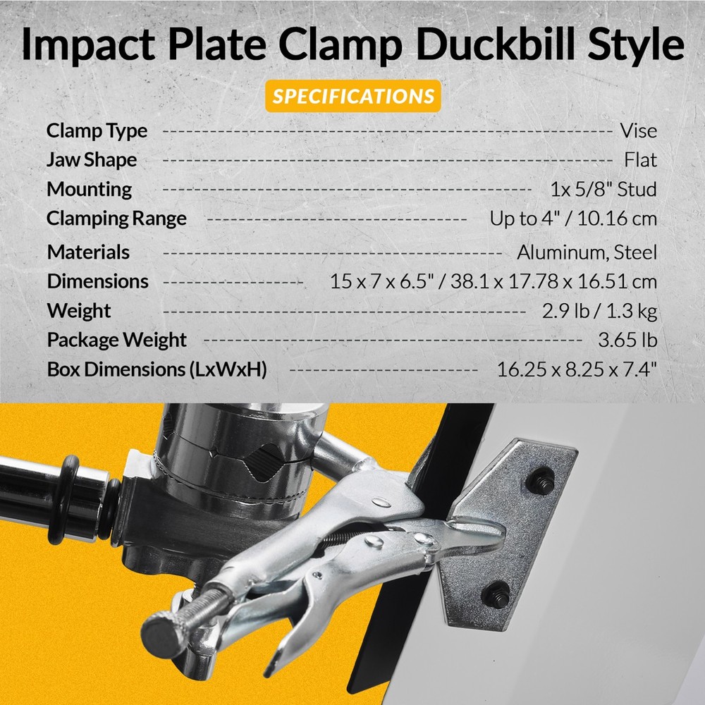 Flashpoint Duckbill Style Plate Clamp, Black/White #PC-DB-BW