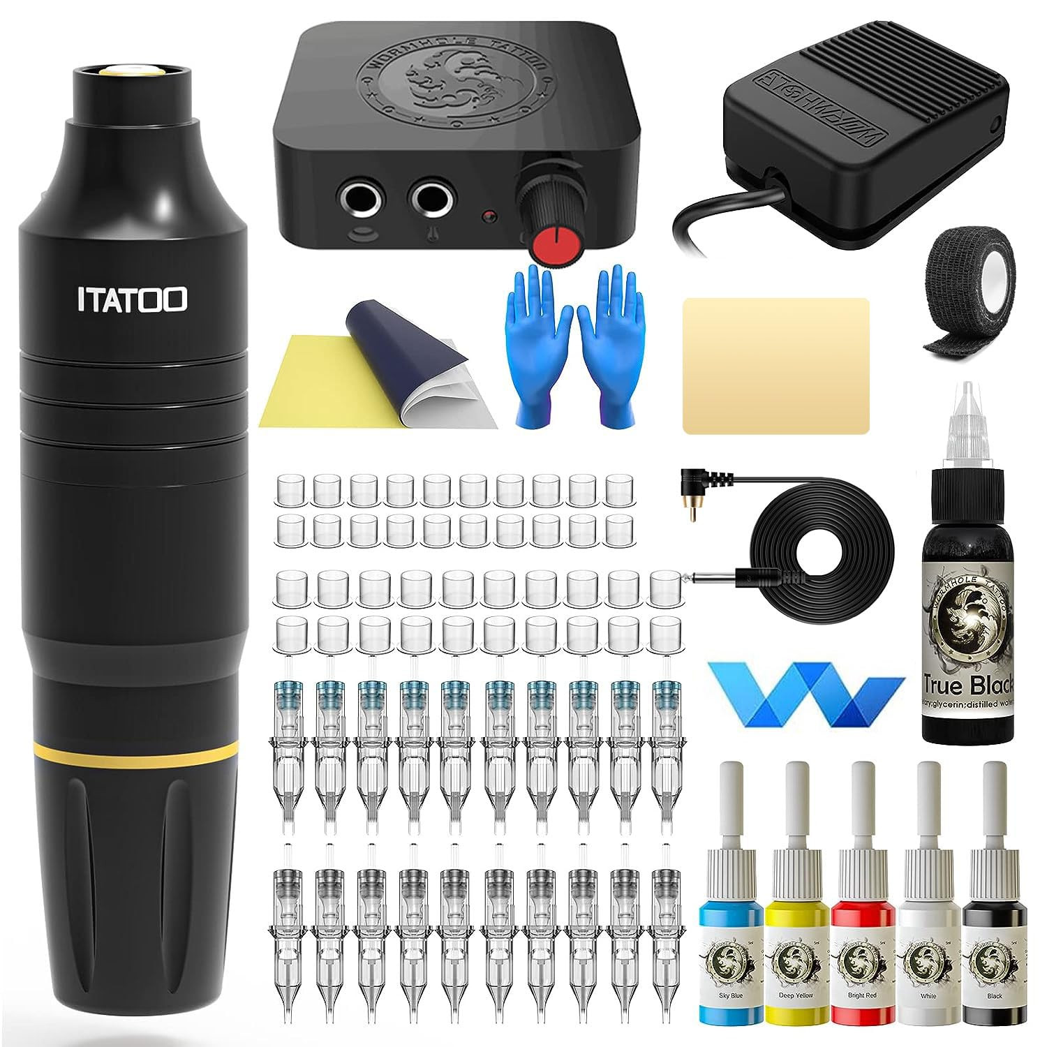 Cartridge Tattoo Machine Kit WTK164 - Pen Power Supply Ink Beginner Set