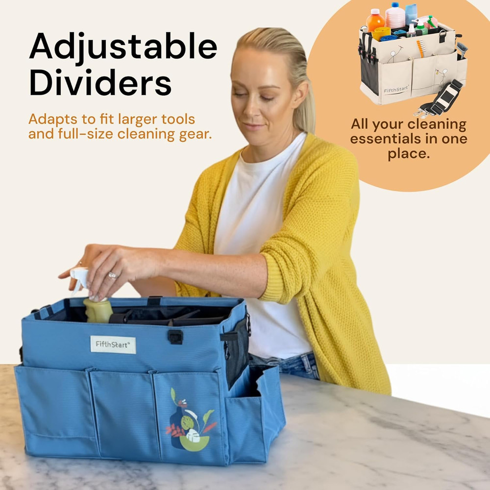 Multiuse Cleaning Caddy - Adjustable Straps & Caddy Organizer with Handle - Mesh