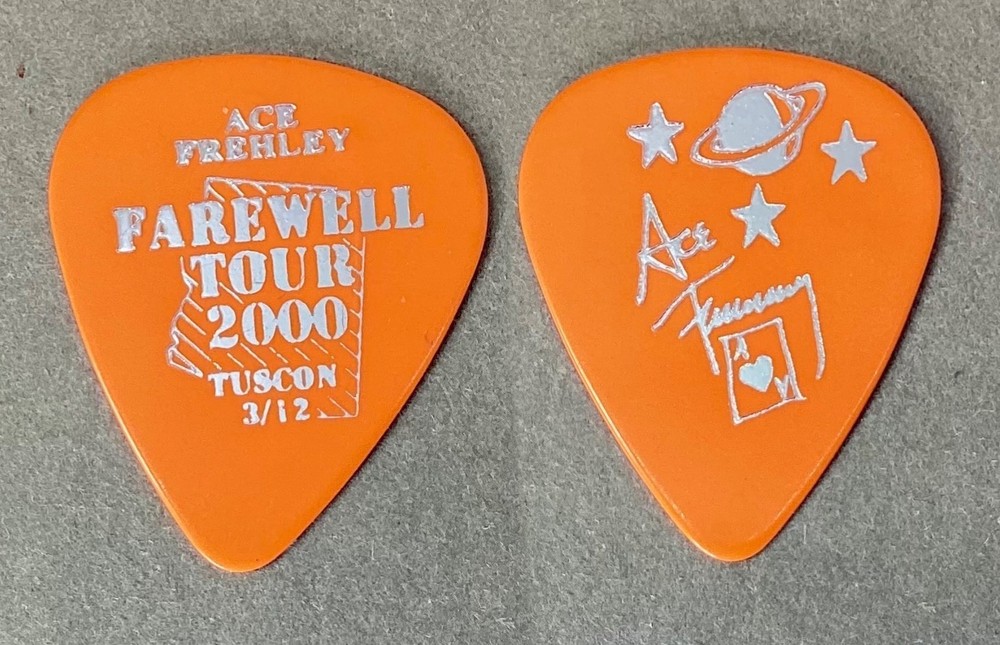 ⚡️Rarer KISS Ace Frehley Farewell silver on orange guitar pick - Tucson, NM 3/12
