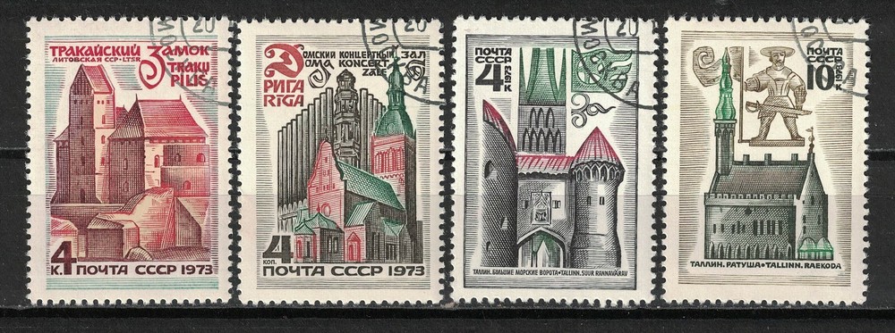 RUSSIA,USSR:1973 SC#4150-53 Used Architecture of the Baltic area n1162