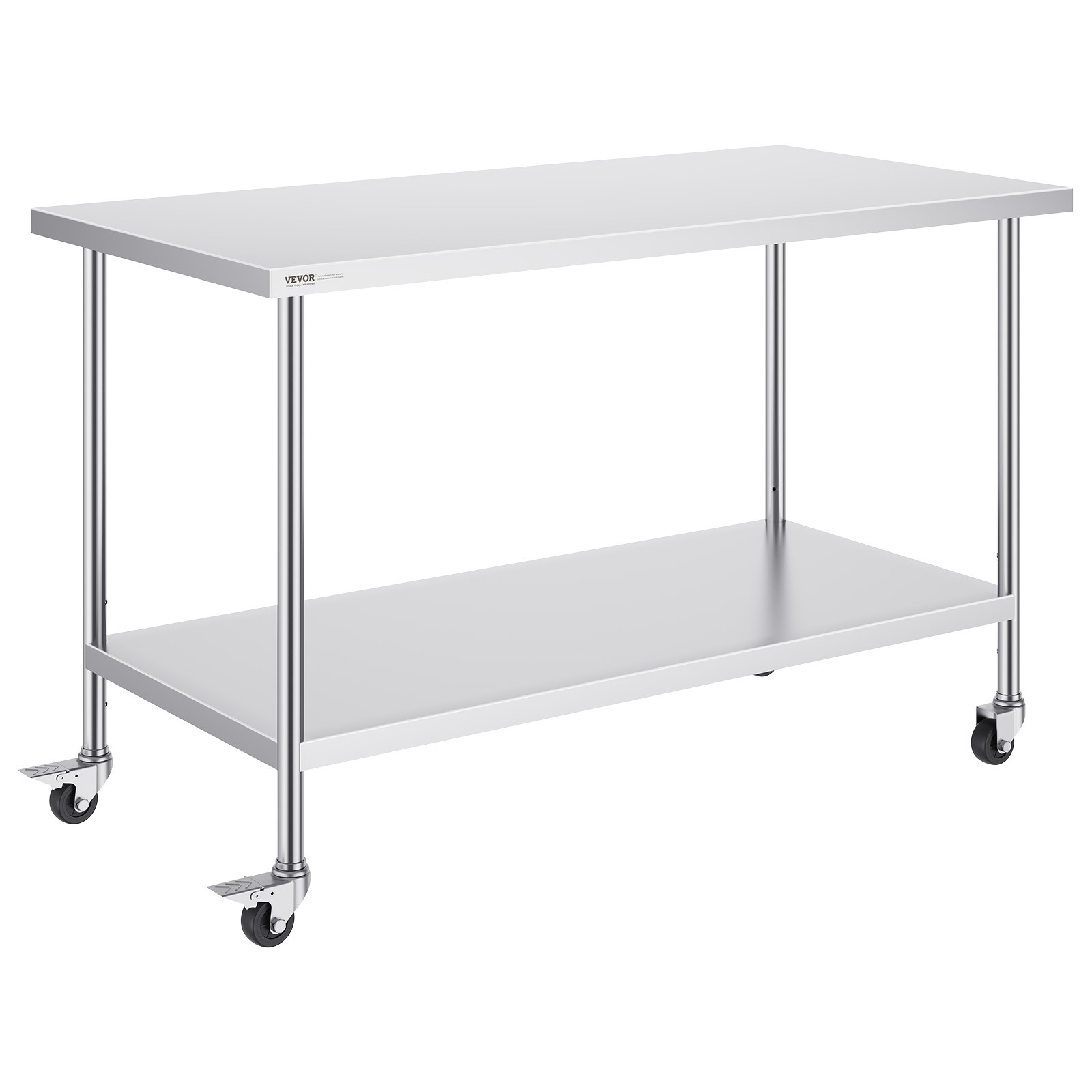 VEVOR Stainless Steel Work Table Commercial Prep Table 30x60 Inch With 4 Casters