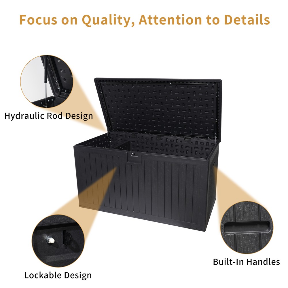 260 Gallon Resin Outdoor Deck Box Storage Box Multi-function Container Lockable