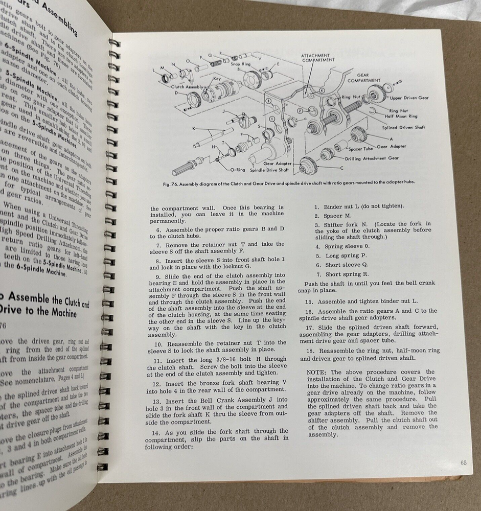 Warner Swasey Multiple Spindle Automatics Operating Instructions Manual