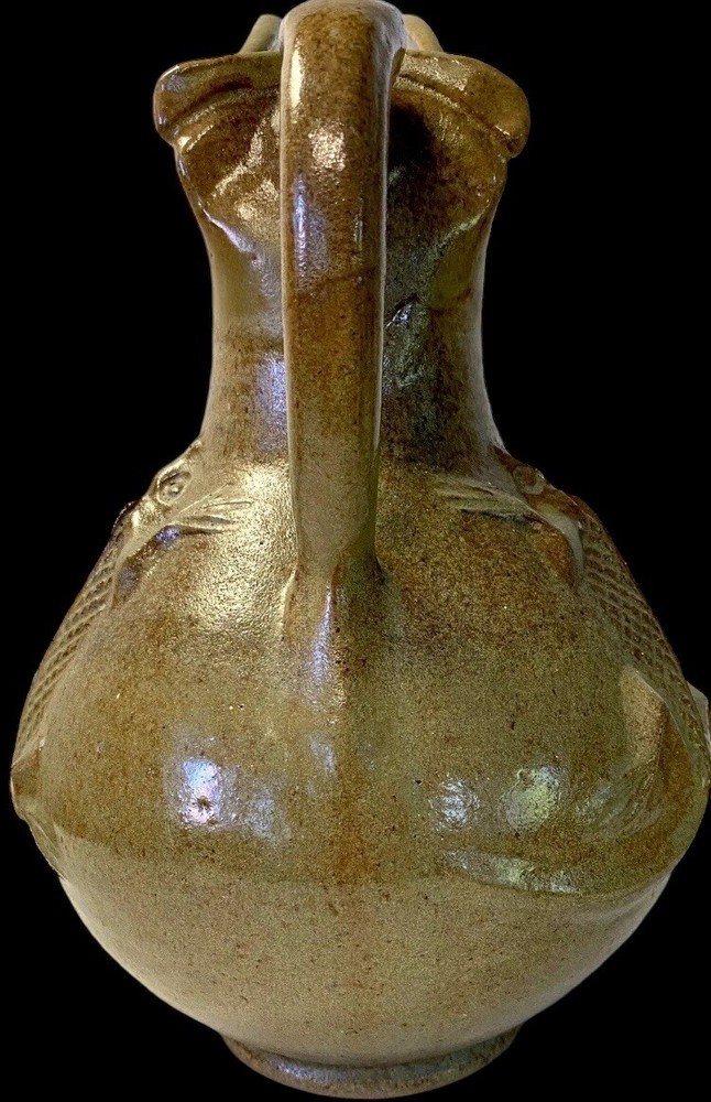 Farmhouse Stoneware Flower Pitcher Primitive Earthenware Rustic Pottery 3D 10”