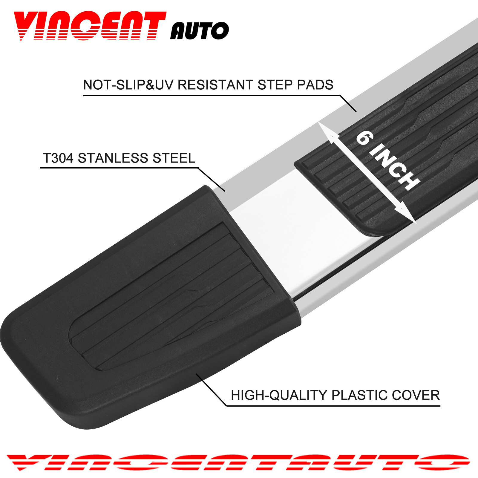 For 19-24 Silverado/Sierra 1500 Crew Cab 6" Step Nerf Bar Running Board S/S S