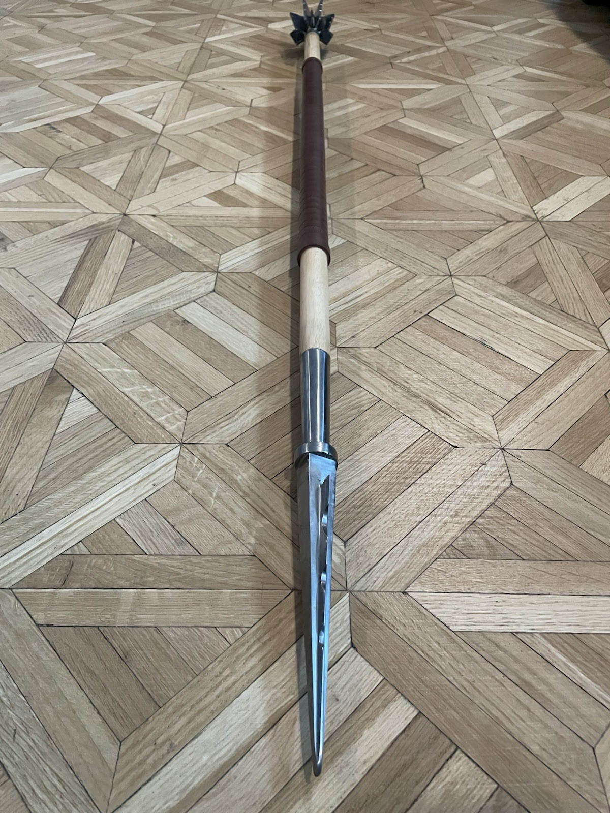 Medieval Double-Sided Flanged Mace and Spear, 55-Inch Weapon