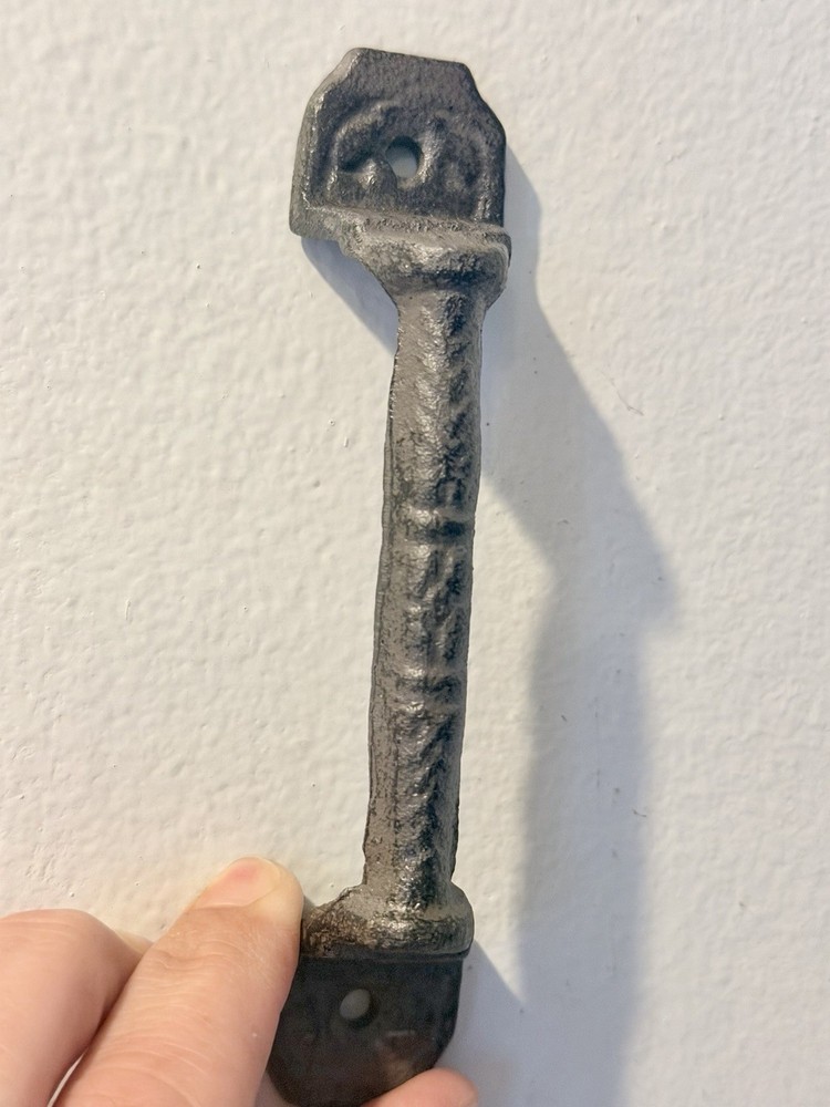 2 RUSTIC Cast Iron Barn Handles Gate Pull Shed Door Handles Fancy Drawer Pulls