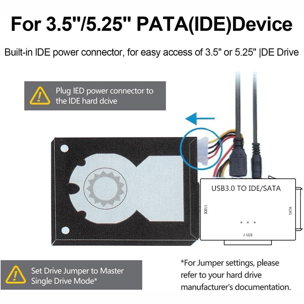 USB 3.0 to IDE & SATA Converter External Hard Drive Adapter Kit 2.5"/3.5" Cable