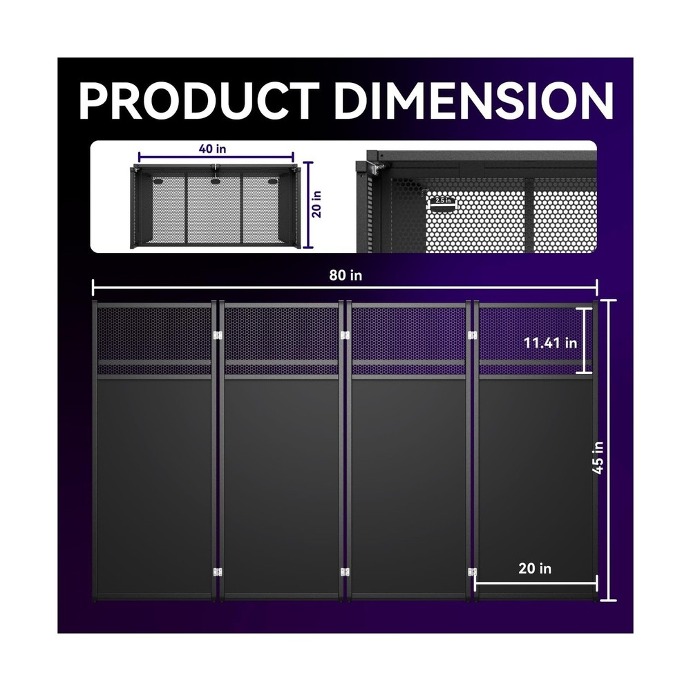 DJ Table Stand Portable booth, Foldable DJ Stand Booth, Adjustable DJ Facade ...