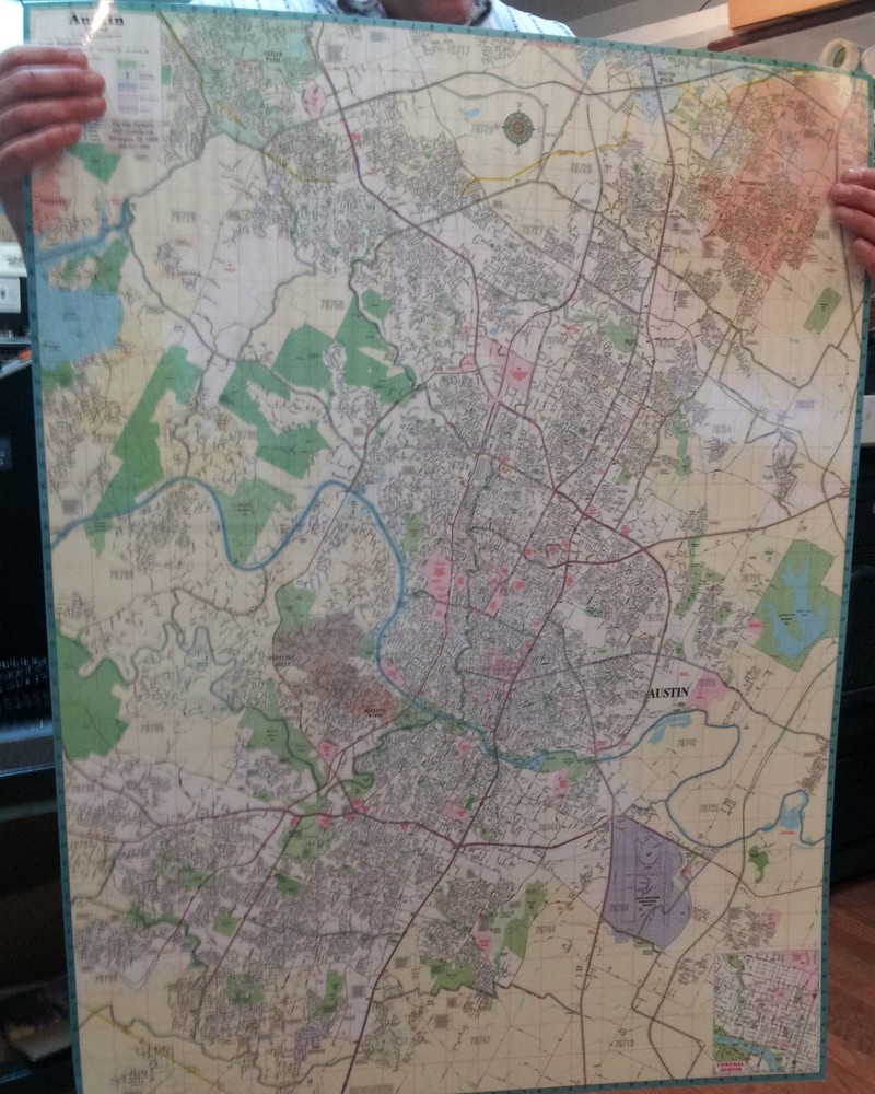 Austin TX Laminated Wall Map