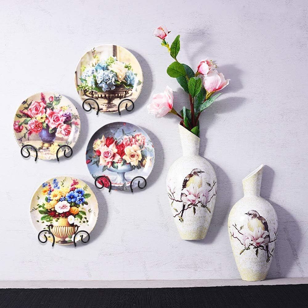 Mocoum 4 Pack Wall Mount Plate Display Stands, Medium Easel Circle