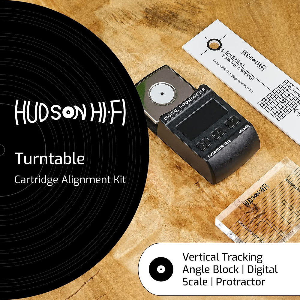 Turntable Cartridge Alignment Kit VTA + VTF + Protractor, Black