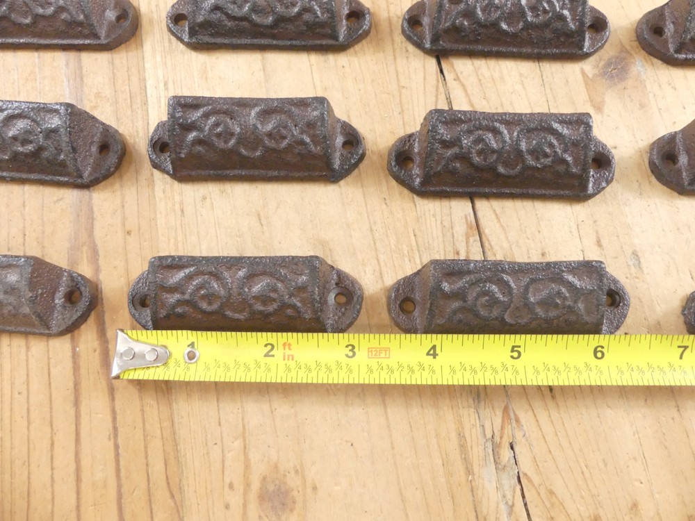 20 Cast Iron Brown Ornate Pulls Drawer Cabinet Handles Rustic Vintage Look Knobs