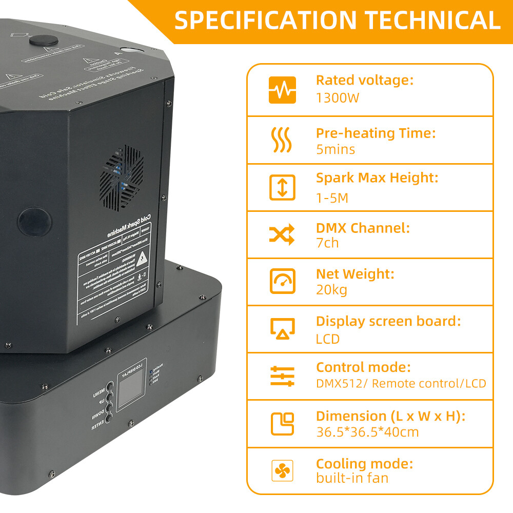 2X 1500W Spin Double Head Cold Spark Machine Double DMX Sparkler Machine