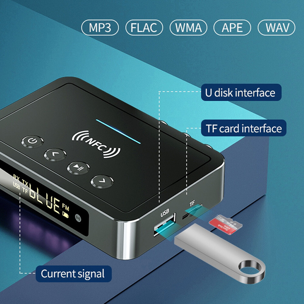 NFC Bluetooth Audio Adapter Transmitter Receiver with Remote for TV Home Stereo