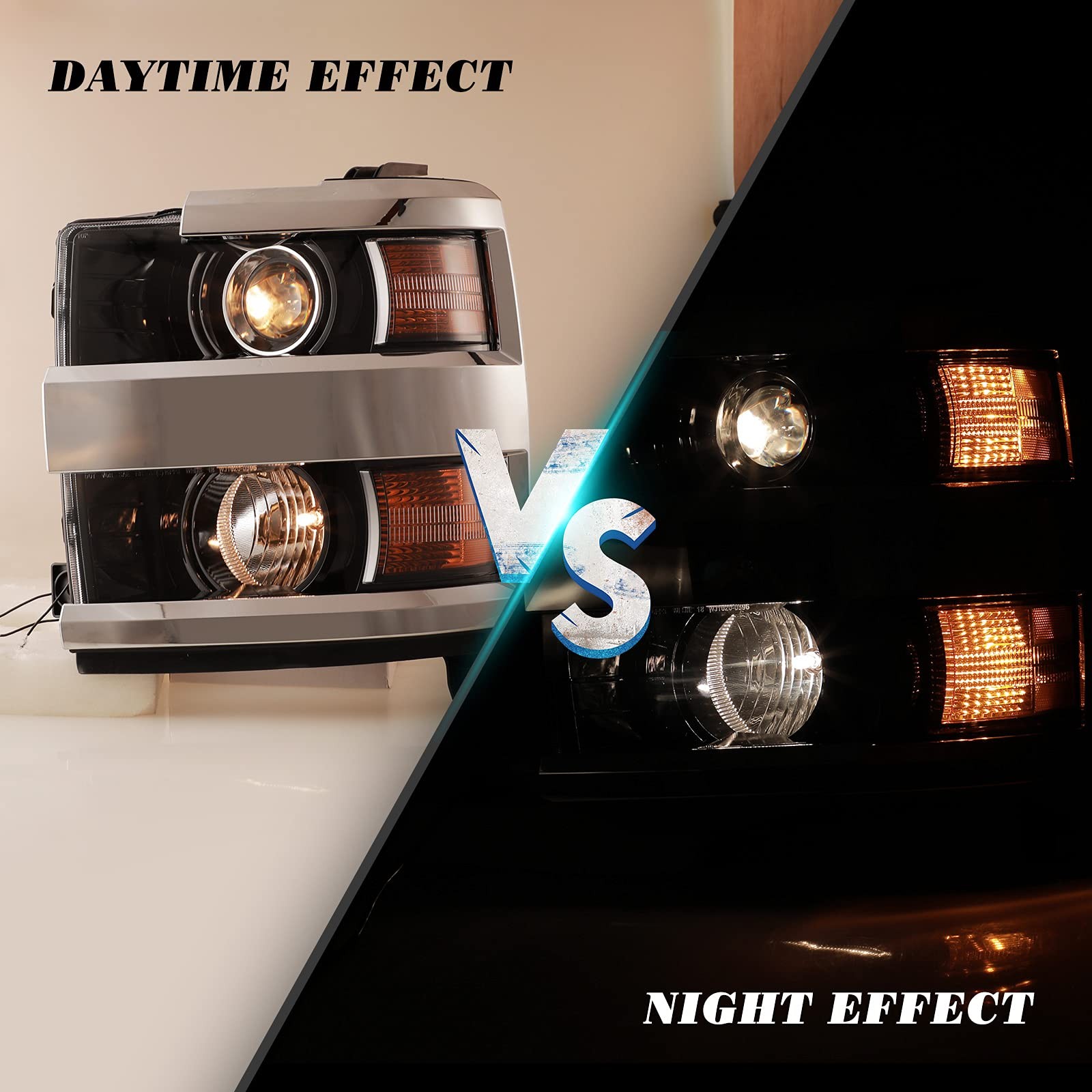 Projector Headlights For 2015-2019 Chevy Silverado 2500 3500 HD Lamp 1 Pair