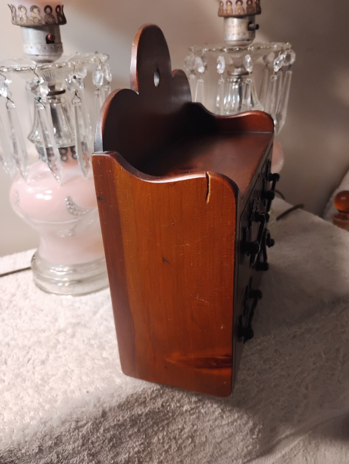 Special Vtg Wood Spice Cabinet Dk Mahogany 4 Drawers Excellent Cond Great Cond