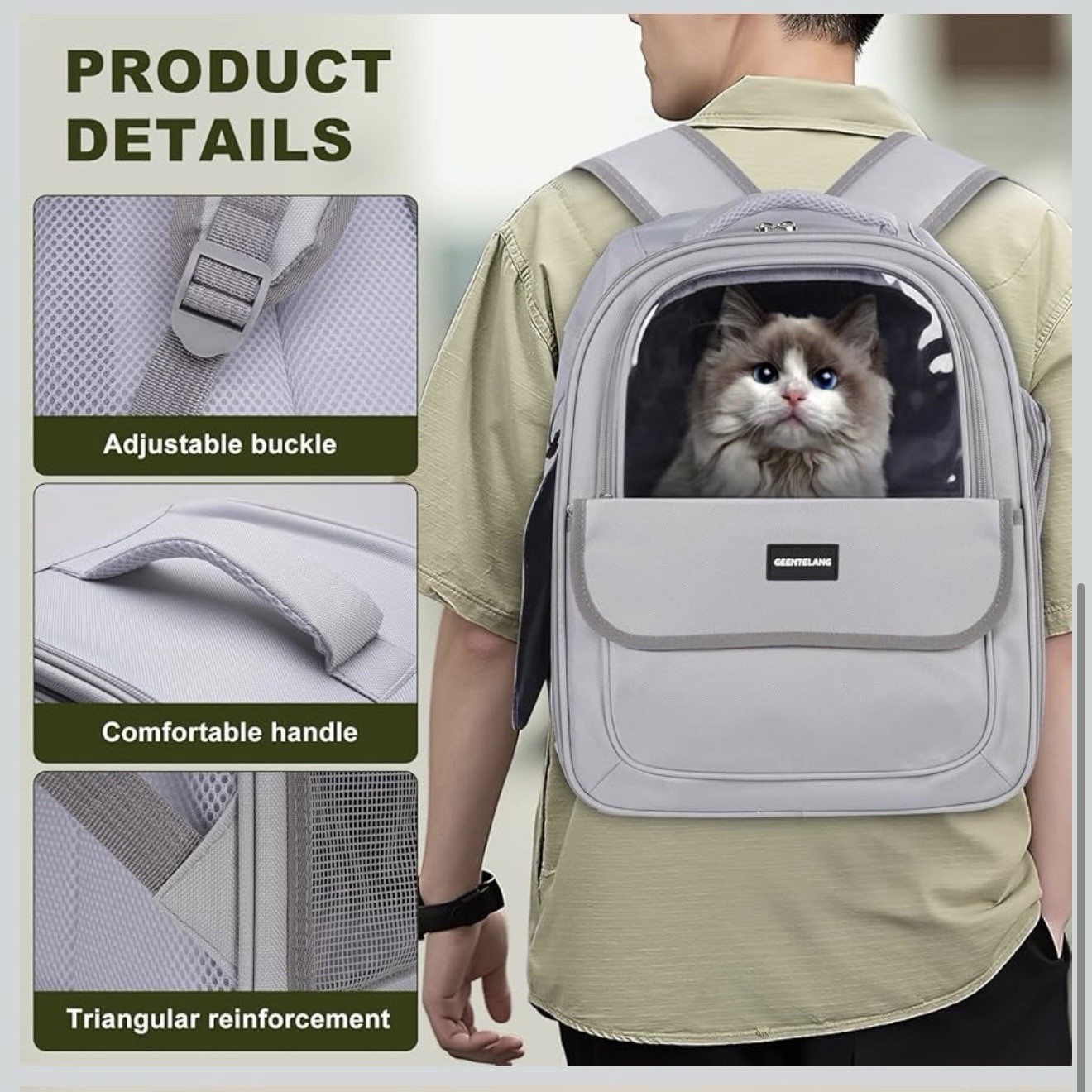 Cat Carrier Backpack, Spacious Breathable Cat Carrying Bag with Three Openings