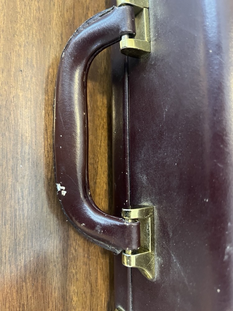 Vintage Burgundy Leather Briefcase w/ Settable Combination Lock - HERITAGE