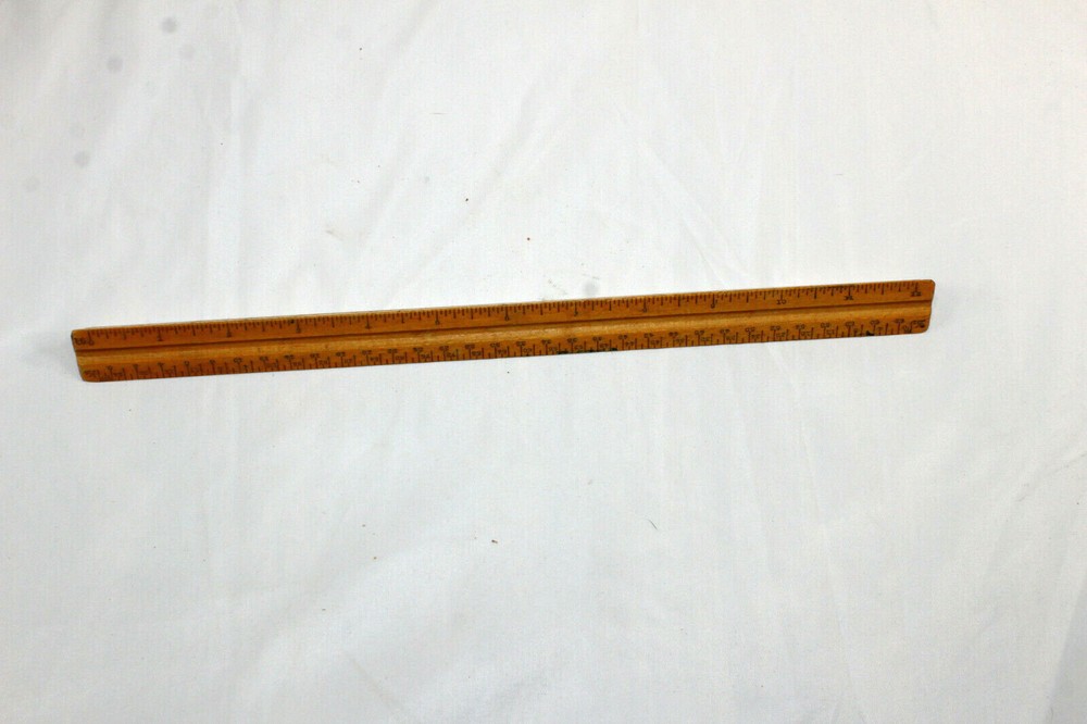 Architectural Ruler Wood E.B.B. & S. NY Triangle 12" Engineering Drafting Tool
