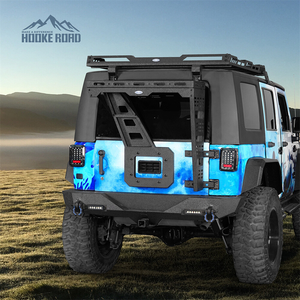 Hooke Road Tailgate Basket Rear Cargo Rack w/ Hinge for 07-18 Jeep Wrangler JK