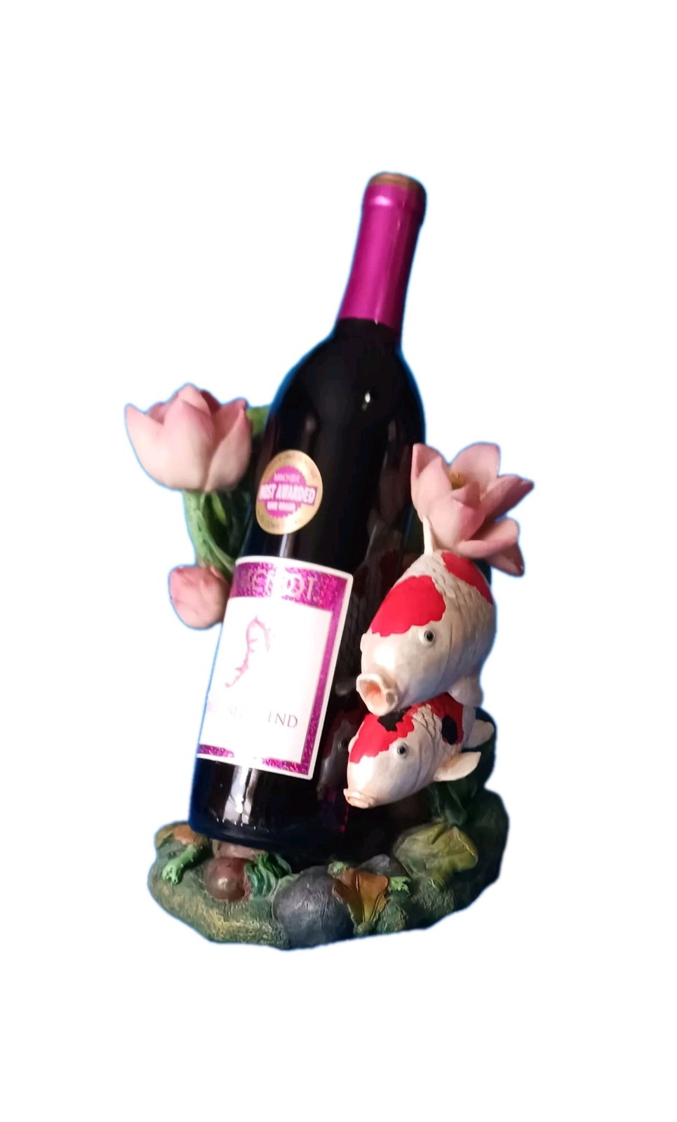 Tropical Koi Fish Lovers Wine Bottle Holder 9" Novelty Unique Decor No Wine