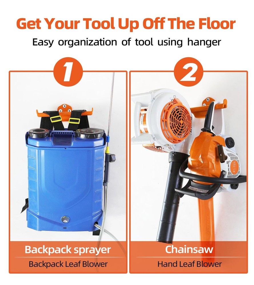 OSROENE 2-Pack Heavy Duty Backpack Leaf Blower Sprayer Hanger Wall Mount Hook
